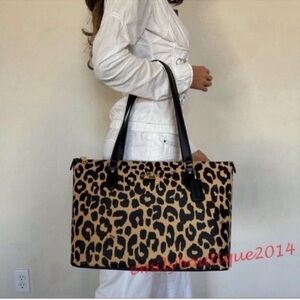 NWT Coach CY347 Gallery Tote Bag With Leopard Print Brown Coated Canvas Medium